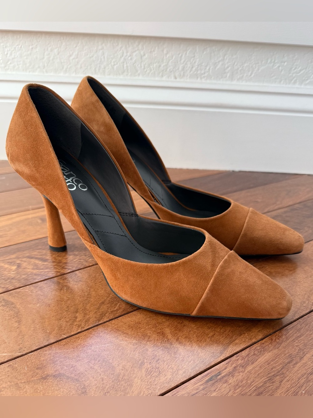 Suede Pointed-Toe Pumps in Cognac - Franco Sarto Heels